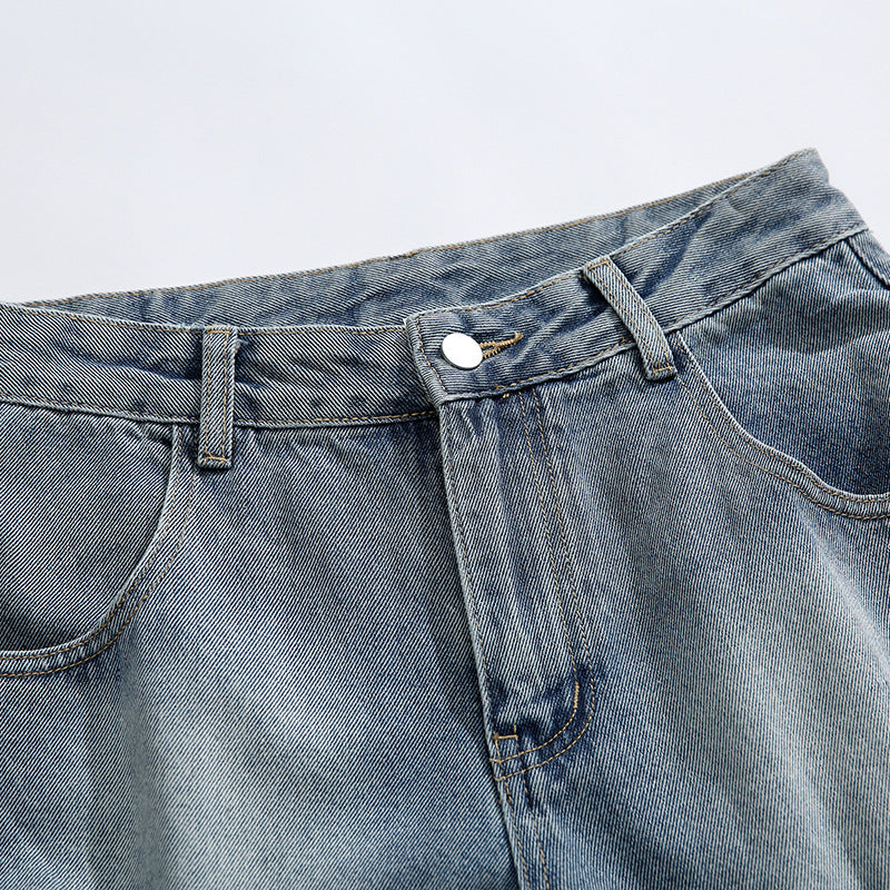 Multi-pocket Denim Ripped Leisure Shorts