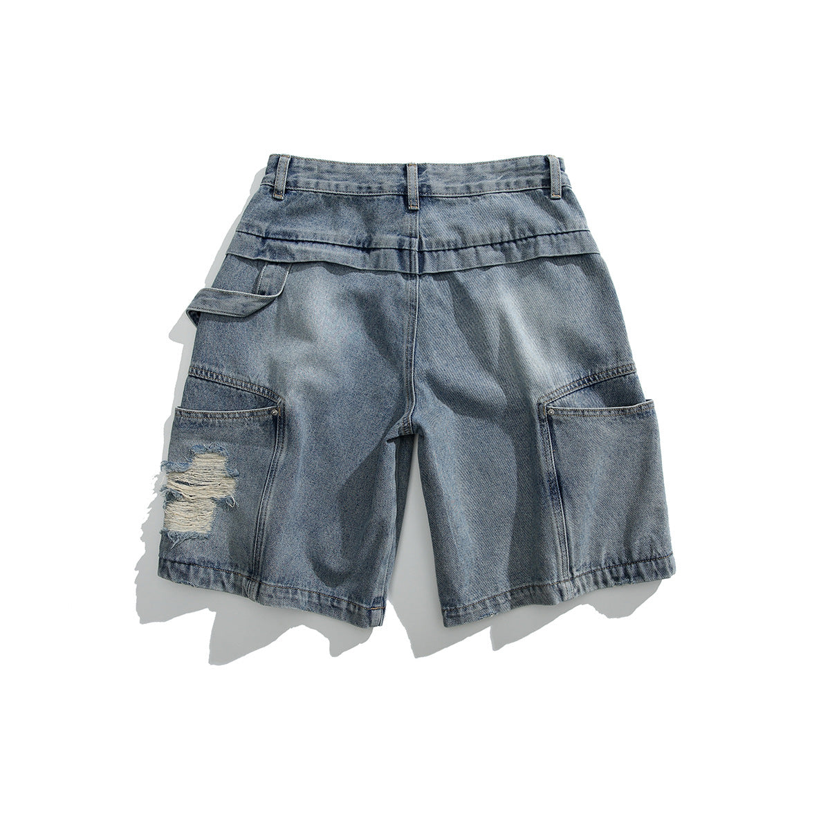 Multi-pocket Denim Ripped Leisure Shorts